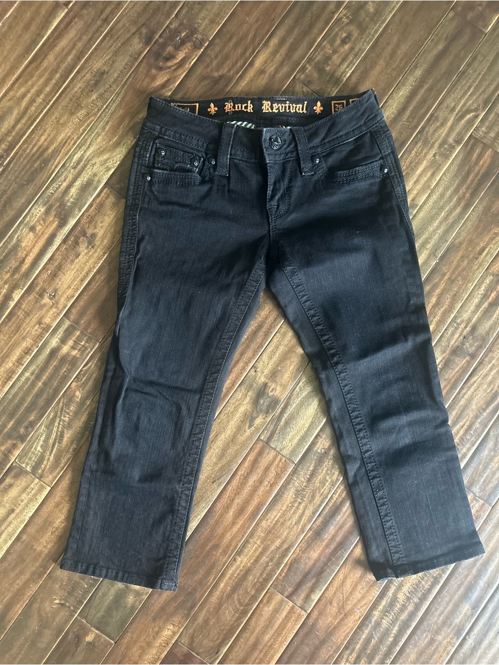 NWOT Rock Revival Women's Black Cropped Jeans - Slim Ankle